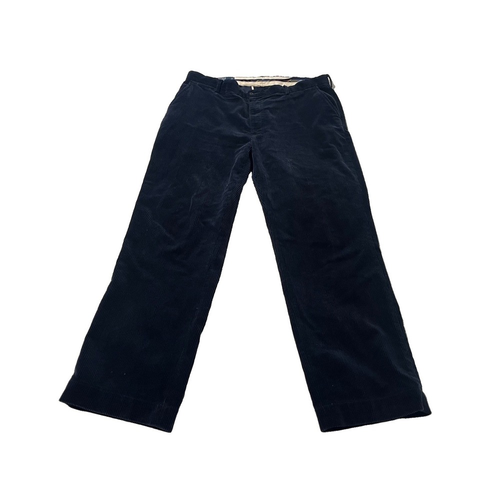 Vintage Polo Ralph Lauren Corduroy Pants Mens 40x32 Blue Flat Front Straight Leg